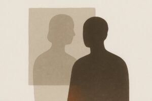 重なり合う二枚の半透明の紙と、曖昧な境界