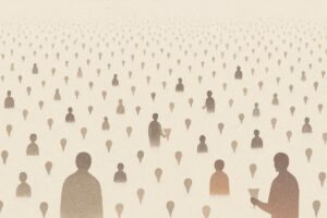 遥か上空から見た、数えきれない小さな標の群れ