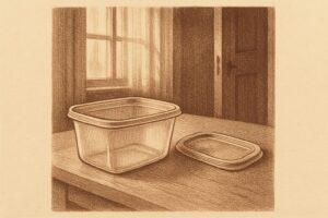 洗って返す空の保存容器と昼下がりの窓明かり、細く開いた扉——誰もいない家の背徳