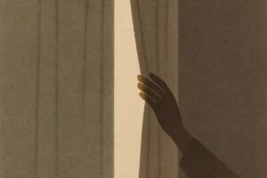 手のひらの幅だけ引かれたカーテンと、そこから漏れる光