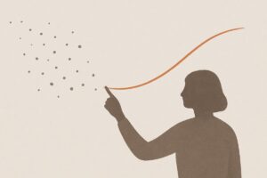 散らばった点が一本の線につながっていく様子